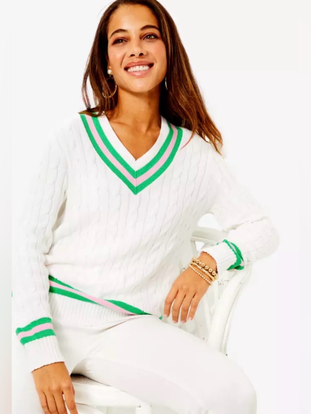 Lilly Pulitzer Brockton Sweater Cable Knit Sweater - Picture 2 of 6
